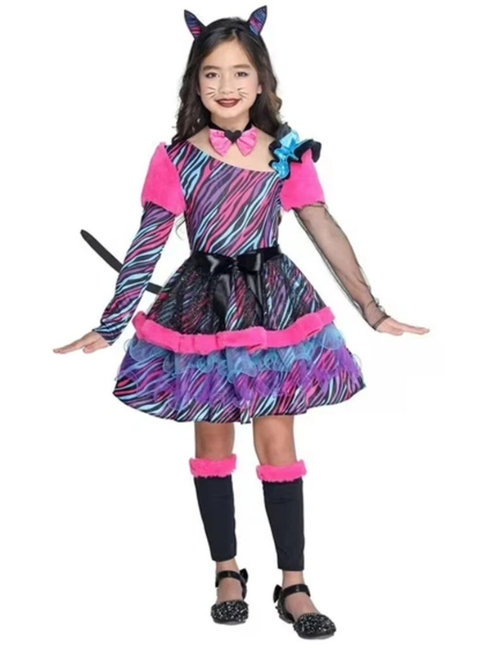 Partyholic Girl's Punky Rainbow Kitty Halloween Costume